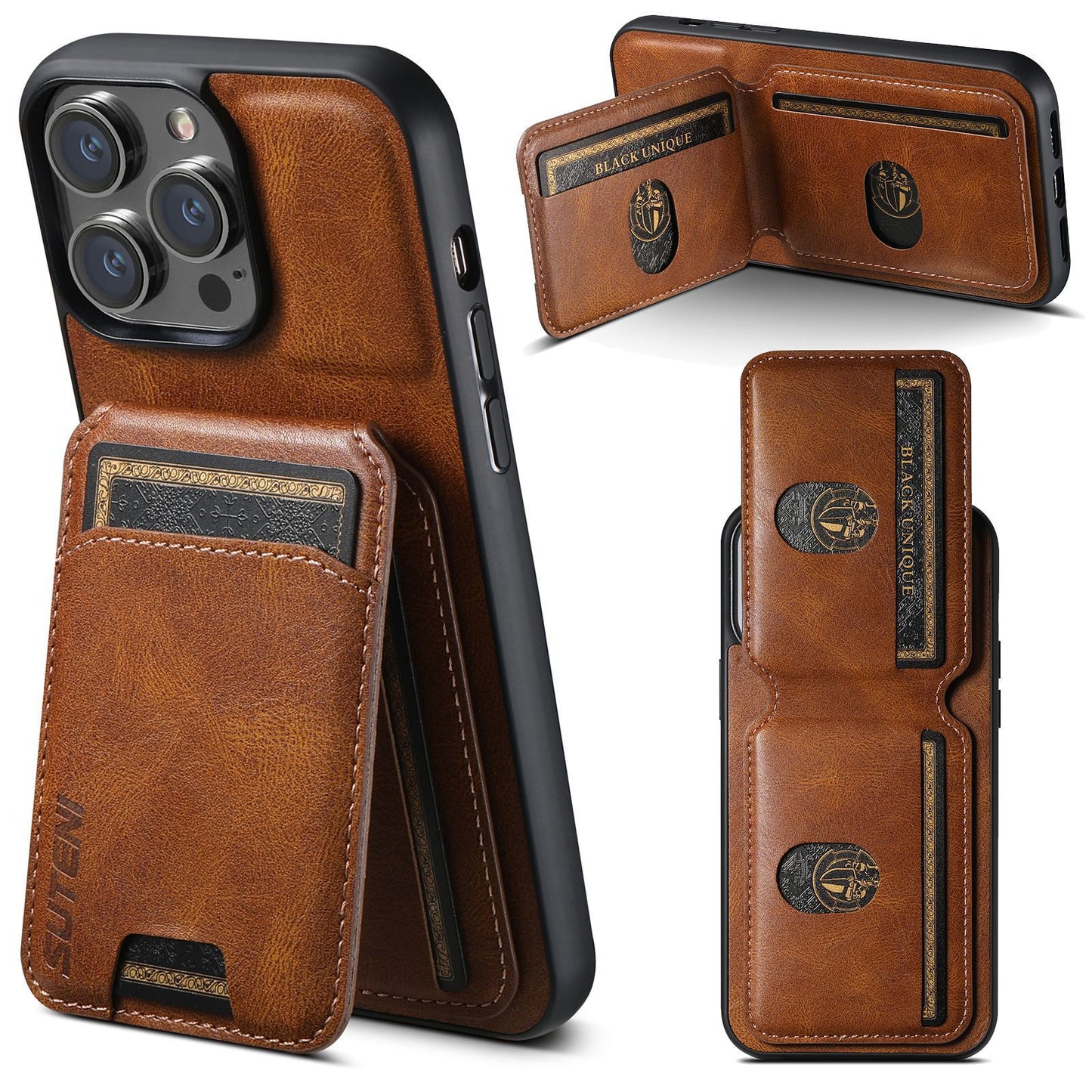 Leather Phone Case with magnetic card holder