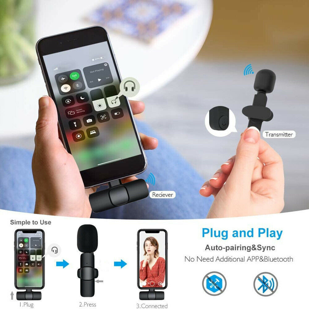 Professional Wireless Lapel Microphone For IPhone, IPad or compatible devices